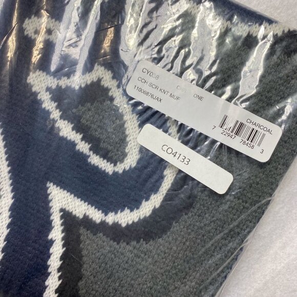 Coach CY038 Coach Script Print Knit Muffler in Charcoal - Picture 5 of 5
